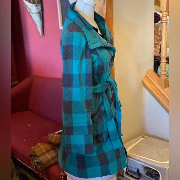 Vintage Penguin Wool Trench, Green/Black Buffalo Plaid, Fully Lined! Womens SM🔥 - Picture 6 of 14